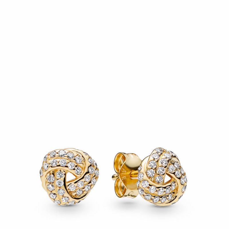 Pandora Shine™ Sparkling Love Knot Stud Earrings Gold Egypt EW7418569